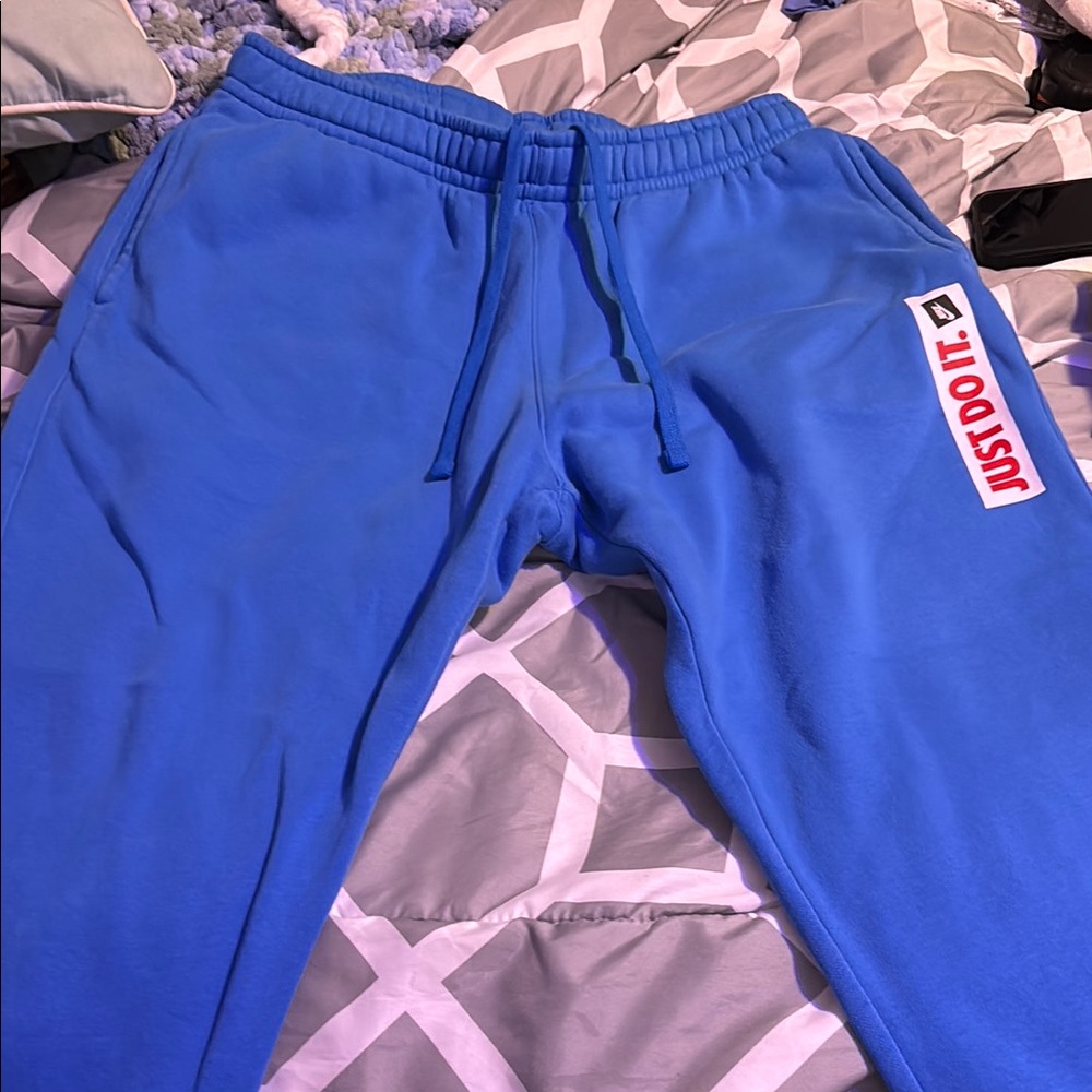 Nike Blue Sweatpants with Red Logo
